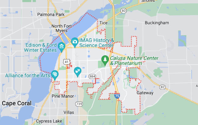 Map Local Mobile Auto Paint Repair for scratches, cracks and chips in Fort Myers, FL